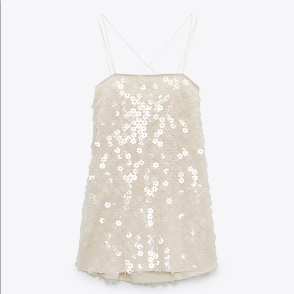 ZARA FLORAL SEQUIN DRESS SIZE SMALL NEW WITH TAGS